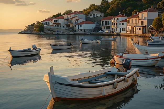 Barcos de pesca de beleza serena flutuam