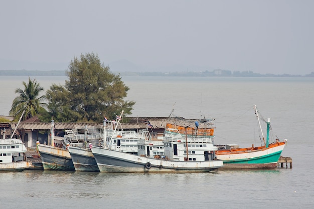 Barcos de pesca em um mar.