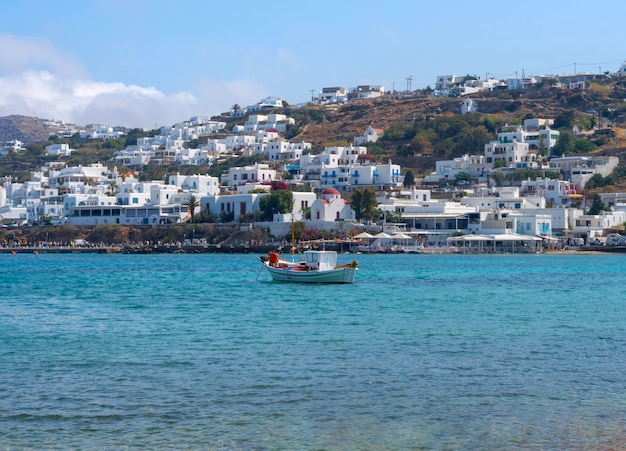 Barcos de pesca na ilha de Mykonos, na Grécia