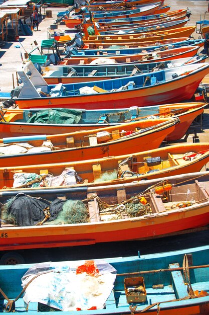 Barcos de pescadores no Chile