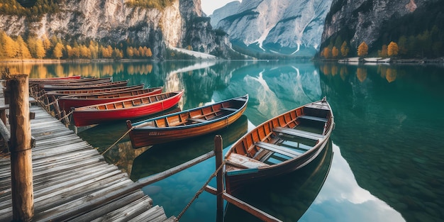 Barcos en el lago Braies