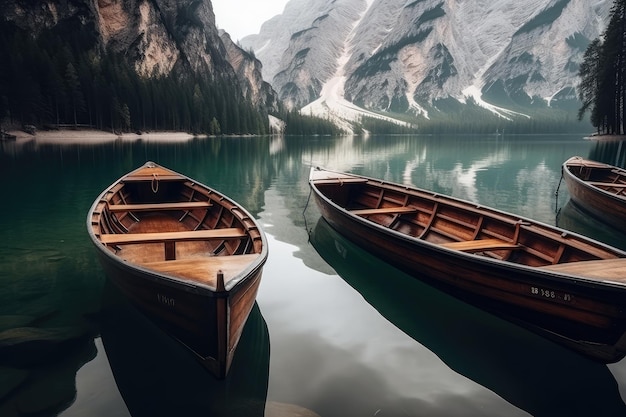 Barcos en el lago Braies