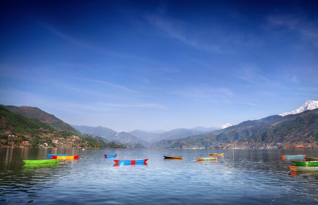 Barcos en el lago pokhara