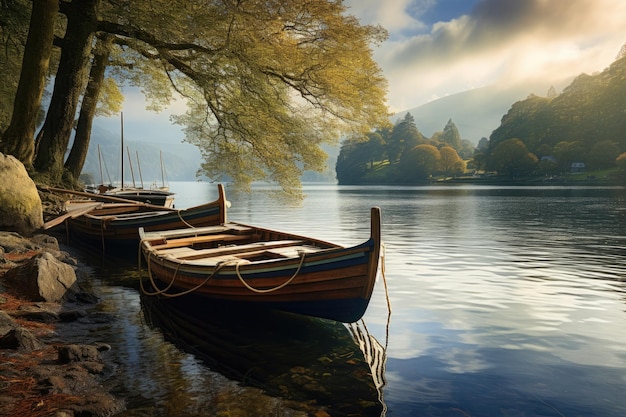 Foto barcos en el lago windermere ai generado