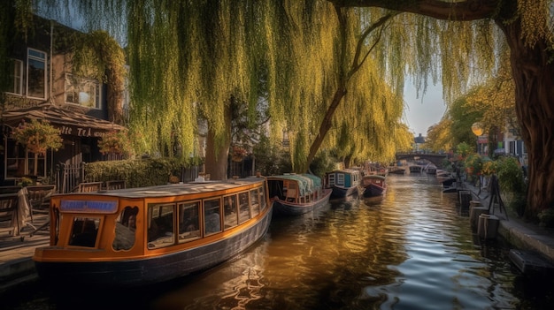 Barcos na água em Londres, Inglaterra