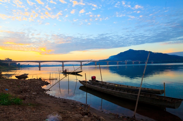 Barcos pesca, em, a, rio mekong