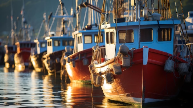 Barcos de pesca en el mar