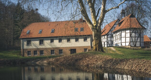 Foto barer baum und haus gegen den himmel