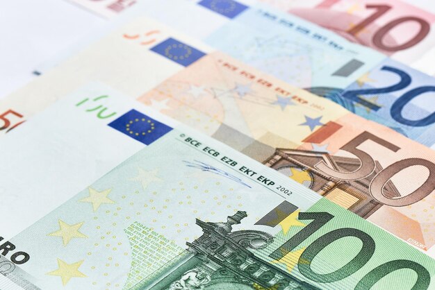 Bargeld Euro-Banknoten Geld Hintergrund geringe Schärfentiefe