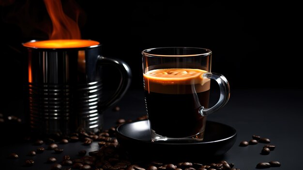 Foto el barista de café molido negro prepara una bebida de café en una jarra de vidrio generativo ai