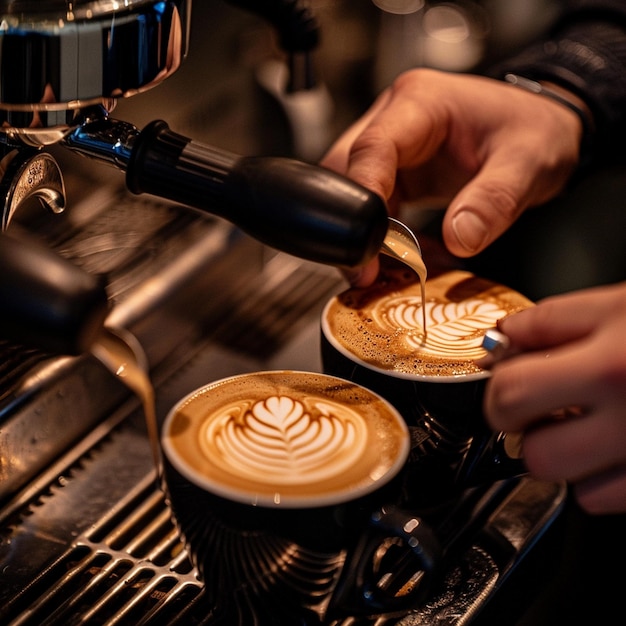 Barista-Fähigkeiten Kaffeebecher beim Kaffeefestival in London gießen