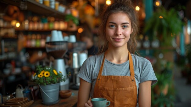 Barista Focus Coffee Shop Scene Inteligência Artificial Gerativa