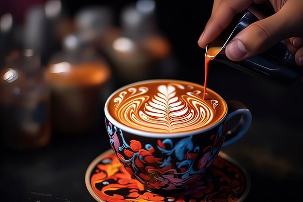 Foto el barista está haciendo arte imagen generada con tecnología latte ai