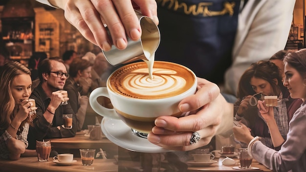 Barista haciendo capuchino