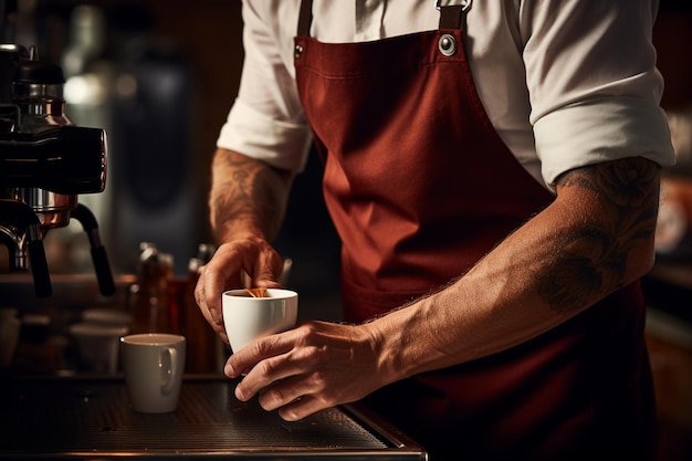 Barista haciendo una taza de café