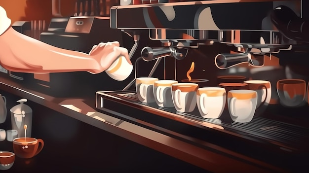 Barista kocht Kaffee in einem Coffeeshop Generative Ai