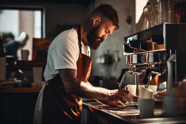 Barista macht eine Tasse Kaffee