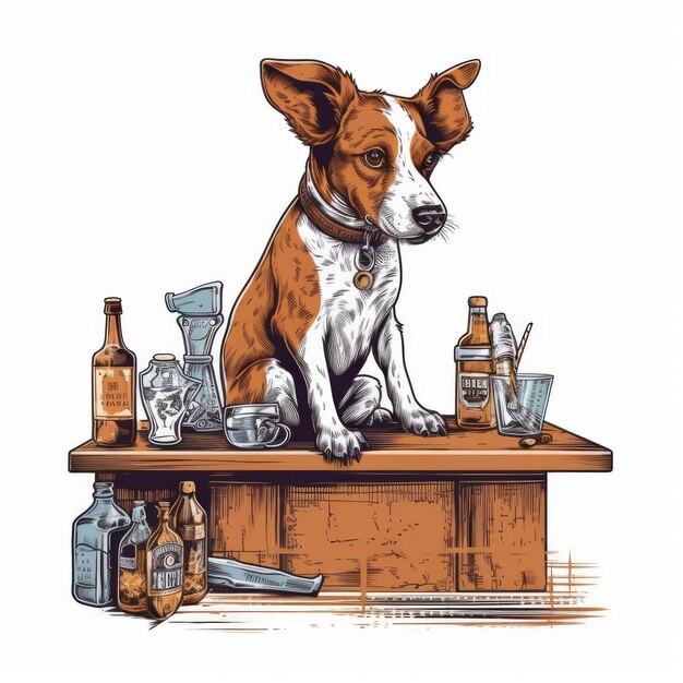 Foto barkeeper-hund-vektorillustration für t-shirt, gezeichnet in adobe illustrator