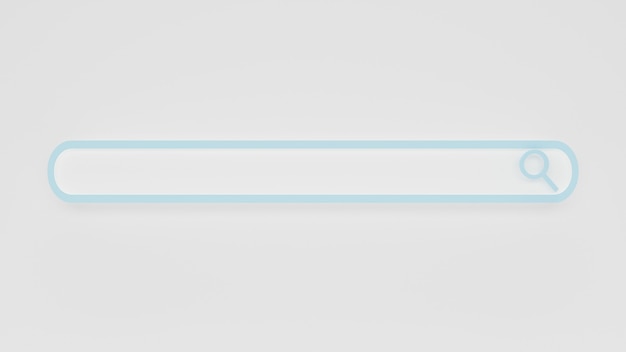 Barra de búsqueda web barra de búsqueda en blanco mínima sobre fondo gris con luces y sombras representación 3d