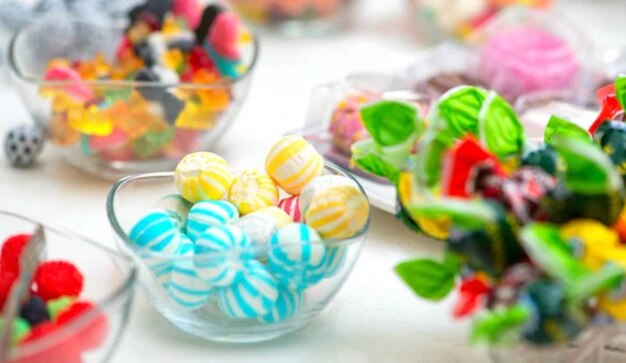 Una barra de caramelo en la boda