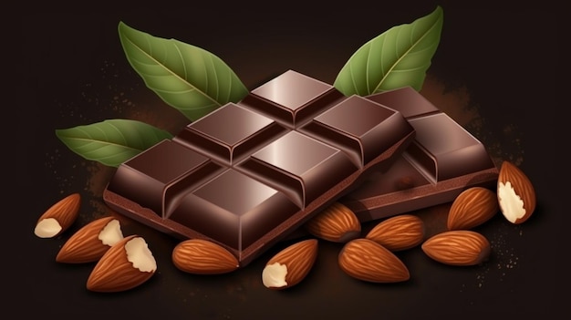 Una barra de chocolate con almendras y nueces