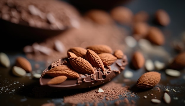 Una barra de chocolate con almendras