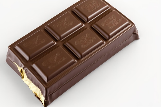 Una barra de chocolate de cerca aislada en un fondo blanco