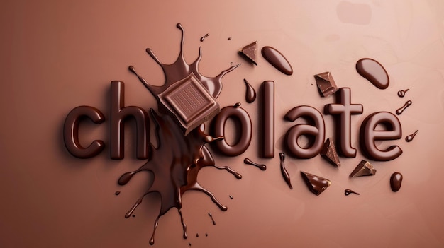 Foto una barra de chocolate con chocolate salpicando a su alrededor