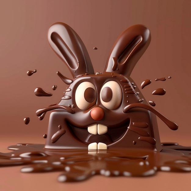 Una barra de chocolate de dibujos animados en forma de conejo