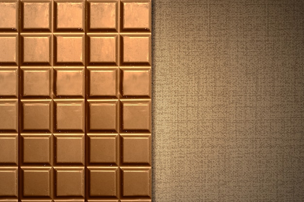 Barra de chocolate con fondo marrón