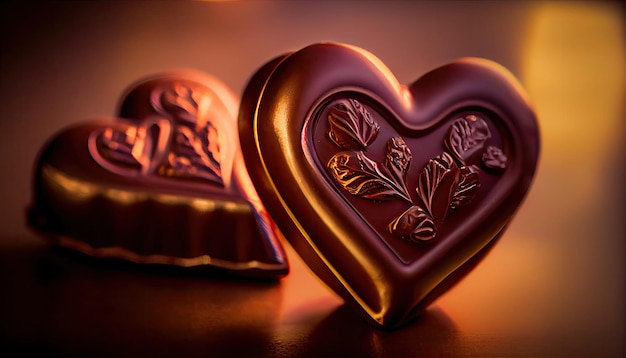 Foto una barra de chocolate en forma de corazón con una pieza en forma de corazón en el medio