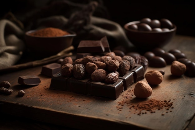 Una barra de chocolate oscuro con nueces