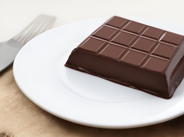 Una barra de chocolate en un plato