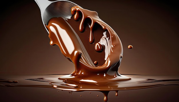 Una barra de chocolate se vierte en una cuchara.