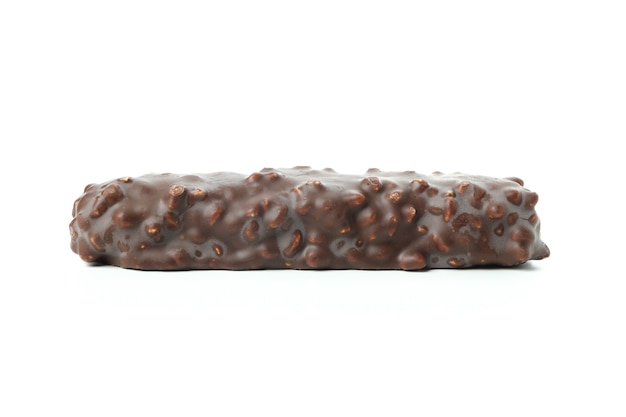 Barra de chocolate saborosa isolada em fundo branco