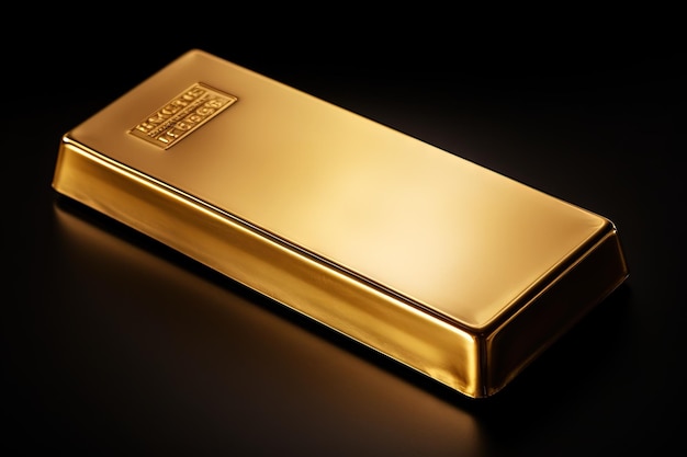 Barra de ouro suíça simbolizando negócios e finanças exibidas em um fundo escuro