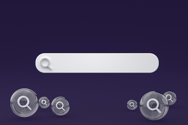 Foto barra de pesquisa e pesquisa de ícone 3d render design minimalista em fundo vazio