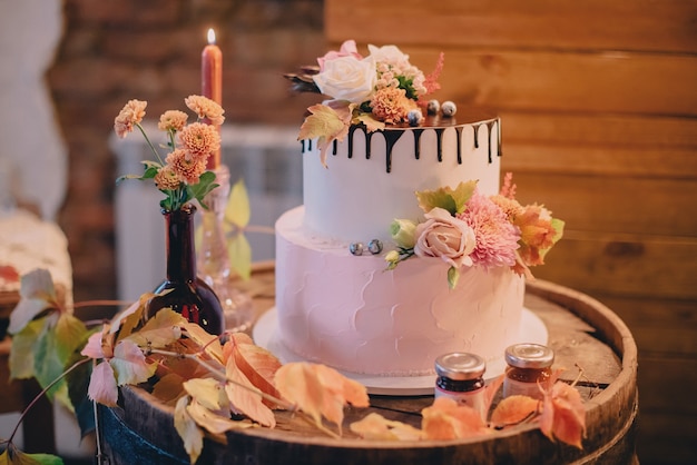 Barra dulce de boda de otoño, cerrar