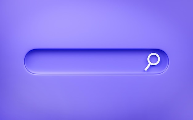 Barra de herramientas de búsqueda web. Interfaz de icono de búsqueda del navegador de Internet. procesamiento 3d