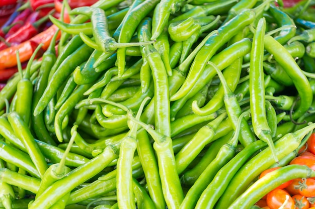 Barraca de chili no mercado