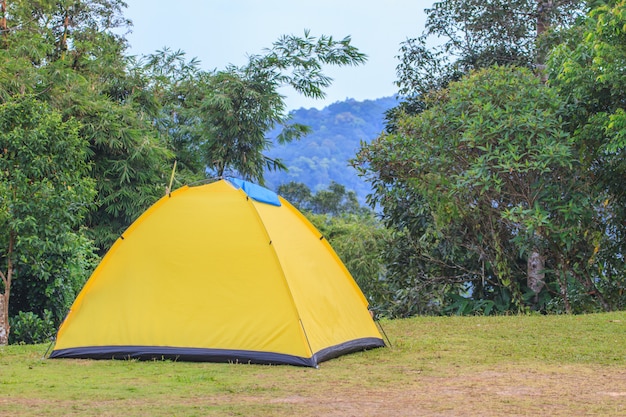 Barraca no acampamento na manhã