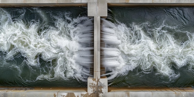 Barragem hidrelétrica gerativa de IA que utiliza o fluxo de água para produzir energia sustentável