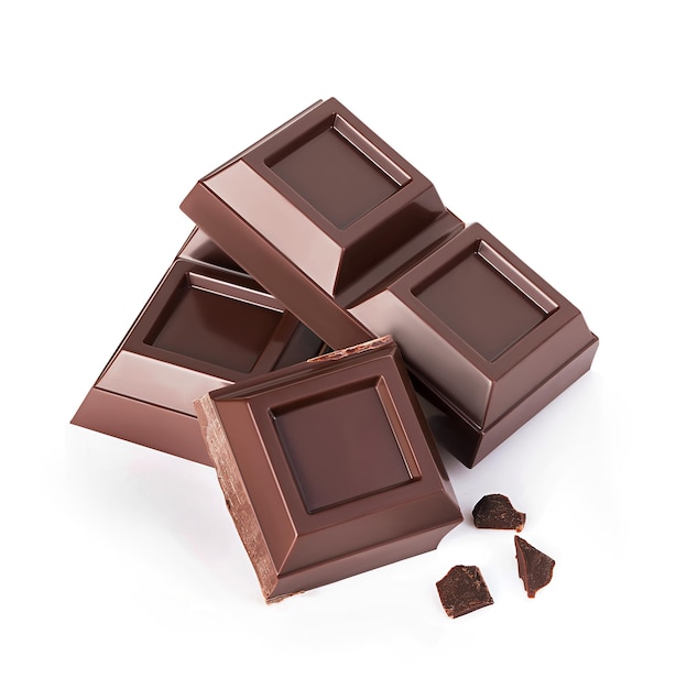 Barras de chocolate aisladas sobre un fondo blanco.