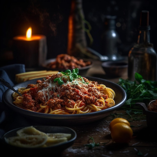 Barras de espaguete salgadas Um delicioso prato de almoço com tomate e molho