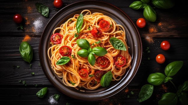 Barras de espaguete salgadas Um delicioso prato de almoço com tomate e molho