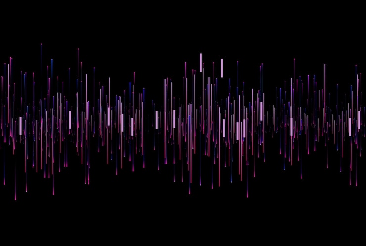 Foto barras de frecuencia textura de audio musical rayos de gradiente estilo de línea de fondo artístico