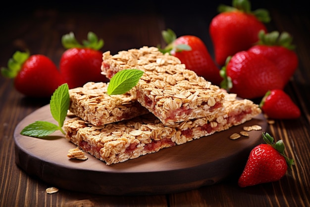 Barras de granola de fresa para un bocadillo saludable