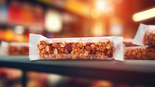 Barras de granola en un supermercado