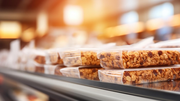 Foto barras de granola en un supermercado