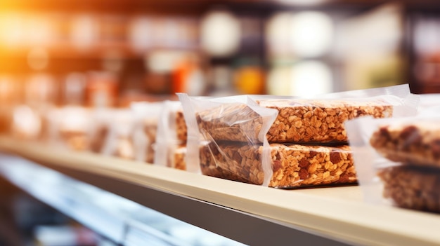 Foto barras de granola en un supermercado